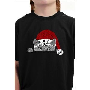 LA Pop Art Black Boy's Christmas Peeking Cat T-Shirt Size XL NWT